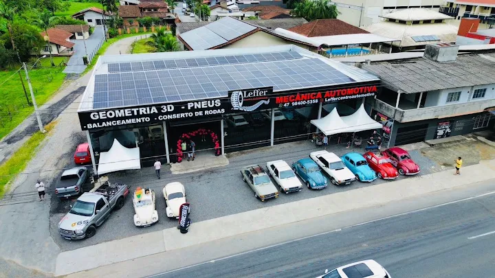 Vista aérea da estrutura da Leffer Centro Automotivo